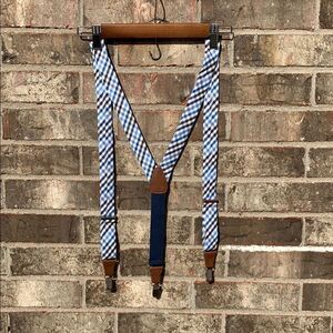 Take 50% OFF- Gillmons Men’s Blue and White Plaid Suspenders